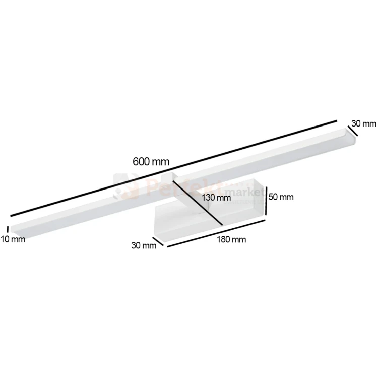 venus LED kinkiet łazinkowy 60cm biały 4200 wymiary.webp