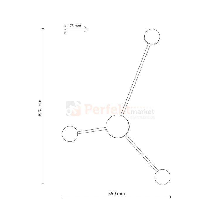 AVIA BLACK 3 PŁ kinkiet ścienny czarny 3 punktowy  6809 TK Lighting wymiary perfektmarket.webp