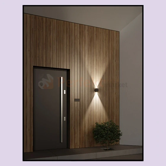 Lampa ścienna LEDPOINT round up&down zewnętrzna kinkiet czarny 3000K aranżacja 3 perfektmarket.webp