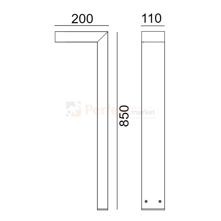 Lampa zewnętrzna stojąca słupek LED Asker 3000K 85 cm 1316GR Norlys wymiary perfektmarket.webp