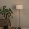 Lampa podłogowa MAYA Lucide czarna beżowy klosz klosz aranżacja perfektmarket.webp