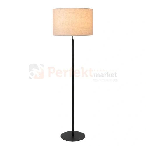 Lampa podłogowa MAYA Lucide czarna beżowy klosz klosz.webp