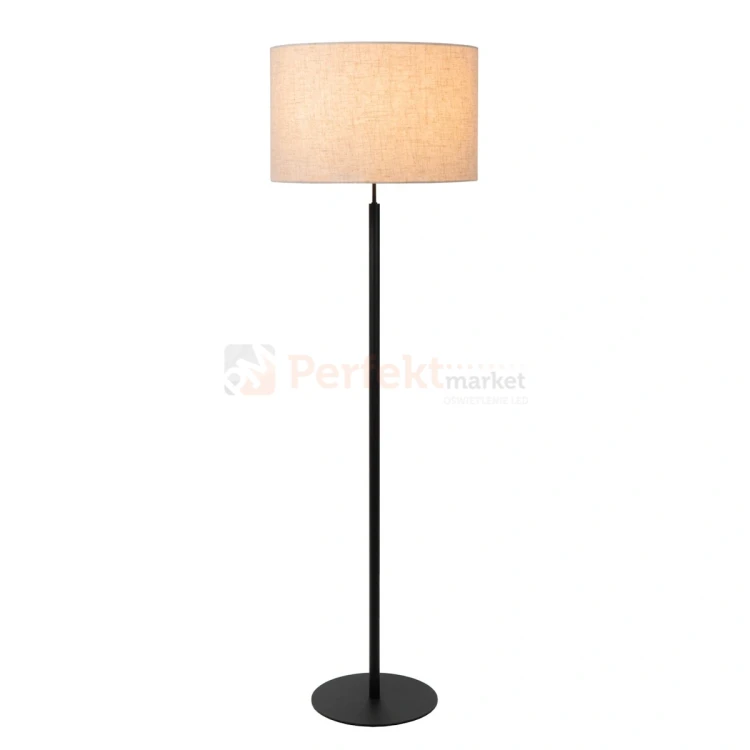 Lampa podłogowa MAYA Lucide czarna beżowy klosz klosz.webp