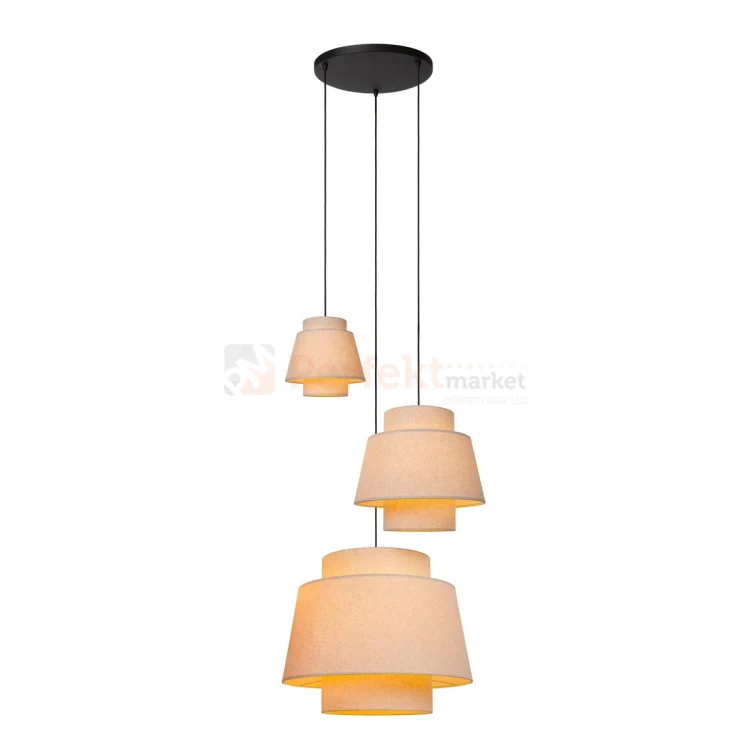 lampa wisząca TRIBUTE materiałowy abażur potrójna Lucide perfektmarket.webp
