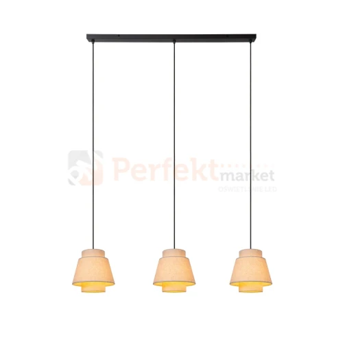 lampa wisząca TRIBUTE materiałowy abażur potrójna na listwie Lucide perfektmarket.webp