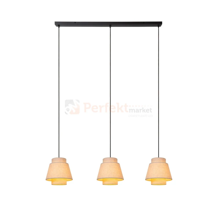 lampa wisząca TRIBUTE materiałowy abażur potrójna na listwie Lucide perfektmarket.webp