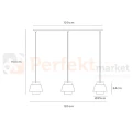 lampa wisząca TRIBUTE materiałowy abażur potrójna na listwie Lucide wymiary perfektmarket.webp