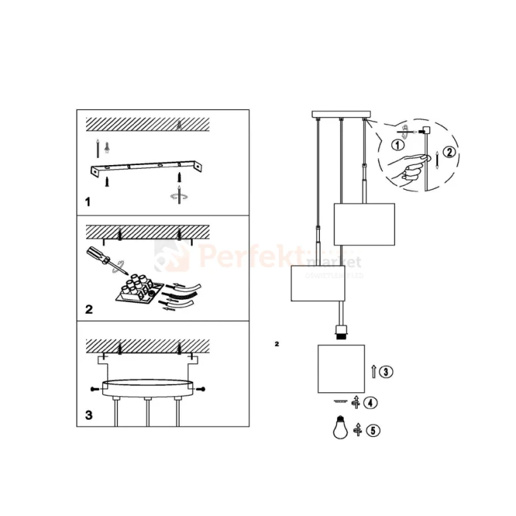 lampa wisząca tkaninowa potrójna bawełna MAYA lucide 45409-13-38 montaż perfektmarket.webp