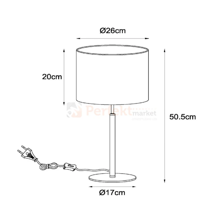 Lampa stołowa MAYA  tkaninowa Lucide 45509 81 38 wymiary perfektmarket.webp