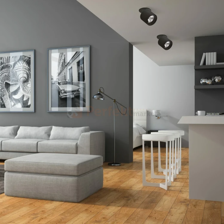Oprawa podtynkowa regulowana Haron LED czarna 10W 3000K aranżacja perfektmarket.webp