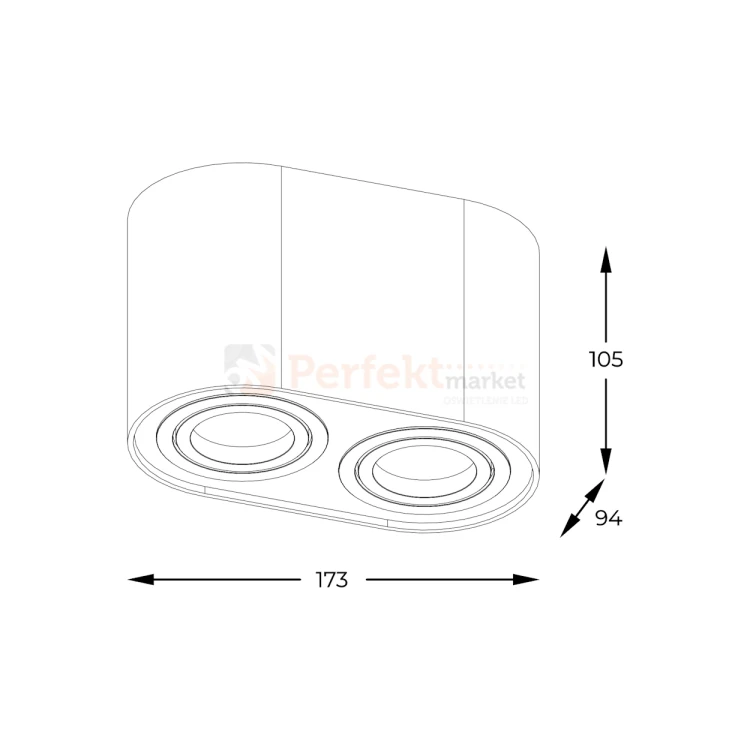 Oprawa natynkowa LED spot tuba 2xGU10 RONDOC SL 2 ACGU10-190-N podwójna okrągła biała wymiary perfektmarket.webp