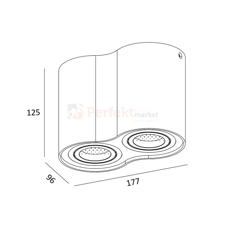 Oprawa natynkowa LED spot tuba 2xGU10 Rondoo podwójna okrągła czarna wymiary perfektmarket.webp