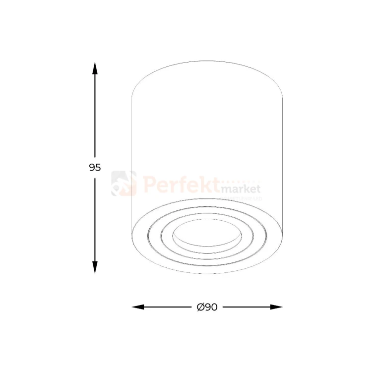 Oprawa sufitowa łazienkowa tuba IP44 ACGU10- RONDIP SL SPOT Zuma Line wymiary perfektmarket.webp