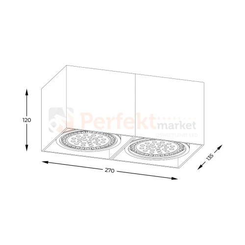 Oprawa sufitowa BOX 2 ACGU10-116 -N downlight 2xES111 biały wymiary perfektmarket.webp