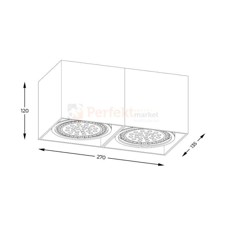 Oprawa sufitowa BOX 2 ACGU10-116 -N downlight 2xES111 biały wymiary perfektmarket.webp
