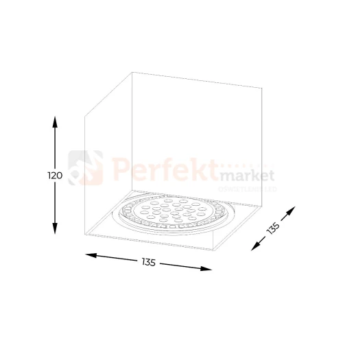 Oprawa natynkowa BOX 1 ACGU10-114-N plafon ES111 GU10 biała Zuma Line wymiary perfektmarket.webp