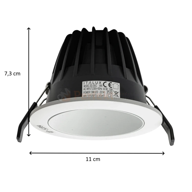 Italux Rezzo downlight biały podtynkowy 13W 3000K IP54 1200lm wymiary perfektmarket.webp
