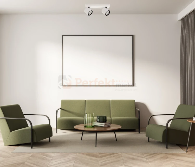 Oprawa ścienno-sufitowa reflektor tuba biało-czarna  Karlota 2xGU10  Italux SPL-31959-2B-WH aranżacja perfektmarket.webp