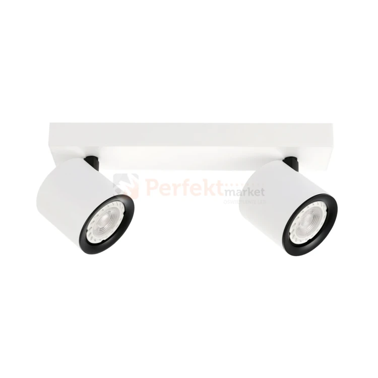 Oprawa ścienno-sufitowa reflektor tuba biało-czarna  Karlota 2xGU10  Italux SPL-31959-2B-WH perfektmarket.webp