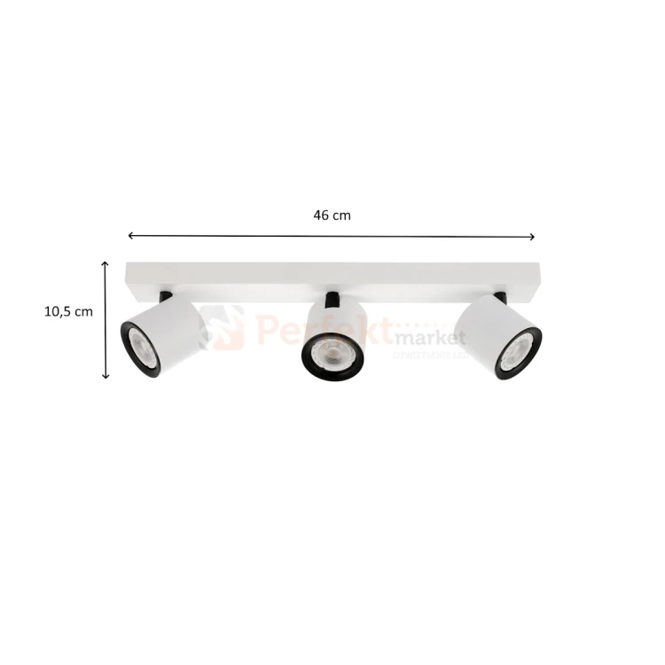 Oprawa sufitowa spot reflektor tuba biało czarna Karlota 3xGU10  Italux SPL-31959-B-WH wymiary perfektmarket.webp