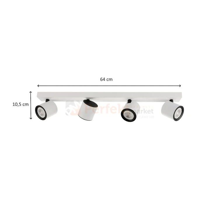 Oprawa sufitowa spot reflektor tuba biało-czarna Karlota 4xGU10  Italux SPL-31959-4B-WH wymiary perfektmarket.webp
