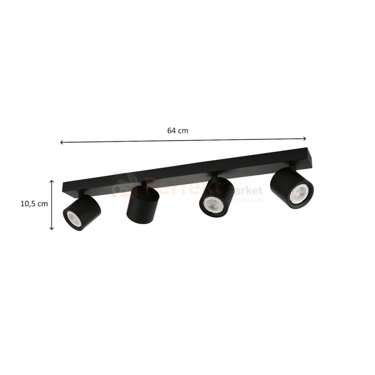 Oprawa sufitowa spot reflektor tuba czarna Karlota 4xGU10  Italux SPL-31959-4B-BK wymiary perfektmarket.webp