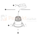 Oprawa LED downlight wpuszczana Komi asymetryczna biała 3000K 8W 10108A W W montaż perfektmarket.webp