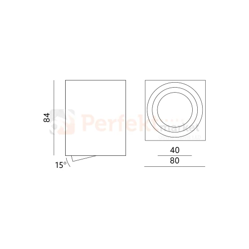Oprawa natynkowa ruchoma kwadrat czarny szczotkowany tuba kostka Kobi OH-37 wymiary perfektmarket.webp