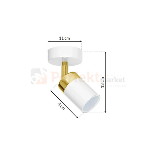 Oprawa ścienno sufitowa biało złota spot JOKER WHITE GOLD 1xGU10 MLP6128 wymiary perfektmarket.webp
