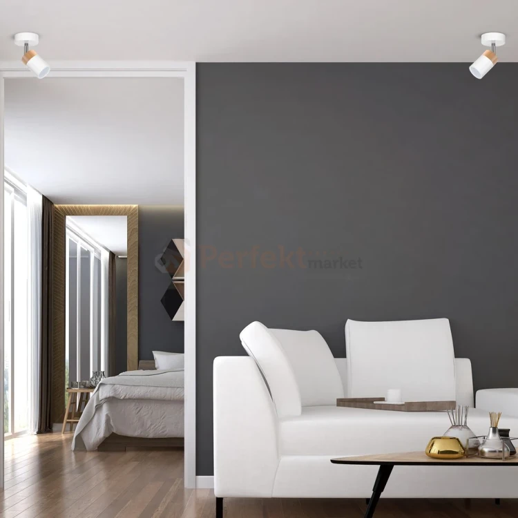 Oprawa ścienno sufitowa biała drewno spot JOKER WHITE WOOD 1xGU10 MLP6299 aranżacja perfektmarket.webp