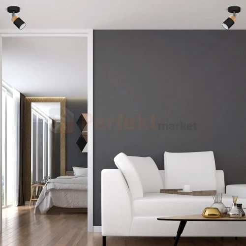 Oprawa ścienno sufitowa czarny drewno spot JOKER BLACK WOOD 1xGU10 MLP6303 aranżacja 1 perfektmarket.webp