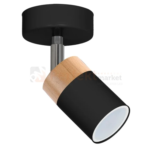 Oprawa ścienno sufitowa czarny drewno spot JOKER BLACK WOOD 1xGU10 MLP6303 perfektmarket.webp