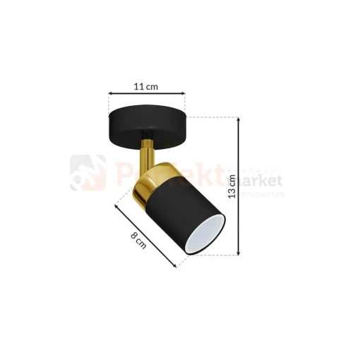 Oprawa ścienno sufitowa czarno złota spot JOKER BLACK GOLD 1xGU10 MLP6123 wymiary perfektmarket.webp