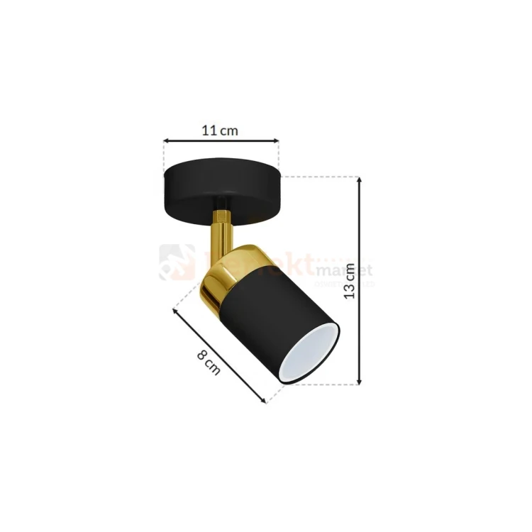 Oprawa ścienno sufitowa czarno złota spot JOKER BLACK GOLD 1xGU10 MLP6123 wymiary perfektmarket.webp