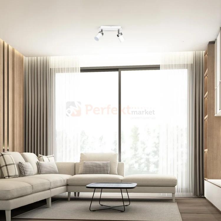 Lampa sufitowa biała chrom spot JOKER WHITE 2xGU10 MLP899 Milagro aranżacja perfektmarket.webp