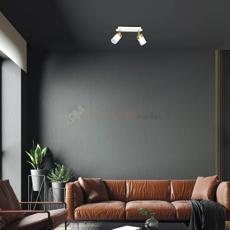 Lampa sufitowa biała złota spot JOKER WHITE GOLD 2xGU10 MLP6129 aranżacja 1 perfektmarket.webp