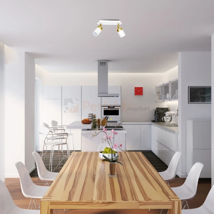 Lampa sufitowa biała złota spot JOKER WHITE GOLD 2xGU10 MLP6129 aranżacja perfektmarket.webp