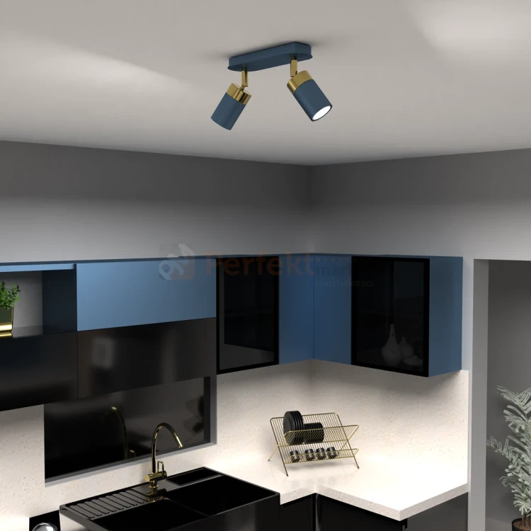 Lampa sufitowa czarna granatowa złota JOKER NAVY BLUE GOLD 2xGU10 MLP7723 aranżacja perfektmarket.webp
