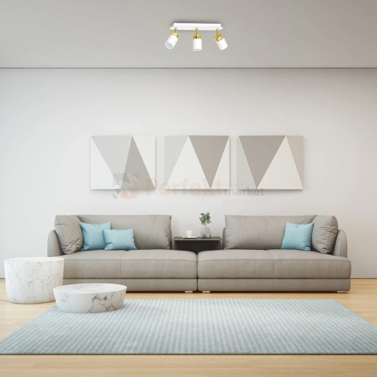 Lampa sufitowa biała złota JOKER WHITE GOLD 3xGU10 MLP6130 aranżacja perfektmarket.webp
