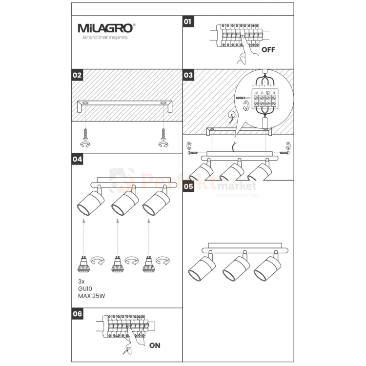 Lampa sufitowa  JOKER  3xGU10 instrukcja montażu perfektmarket.webp