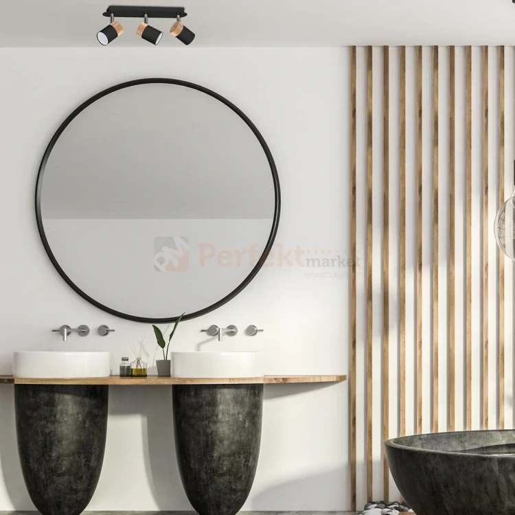 Lampa sufitowa czarna drewno JOKER BLACK WOOD 3xGU10 MLP6304 aranżacja perfektmarket.webp