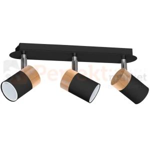 Lampa sufitowa czarna drewno JOKER BLACK/WOOD 3xGU10 MLP6304