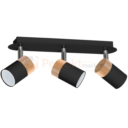 Lampa sufitowa czarna drewno JOKER BLACK WOOD 3xGU10 MLP6304 perfektmarket.webp