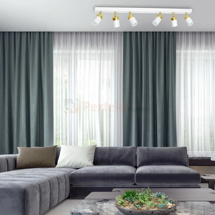 Lampa sufitowa biała złota spot JOKER WHITE GOLD 6xGU10 MLP6131 aranżacja perfektmarket.webp