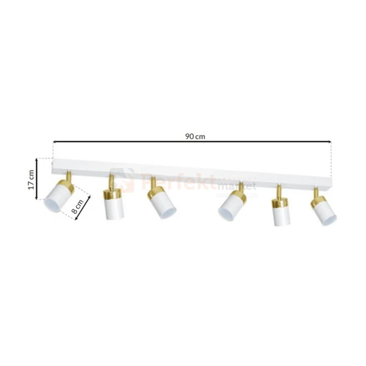 Lampa sufitowa biała złota spot JOKER WHITE GOLD 6xGU10 MLP6131 wymiary perfektmarket.webp