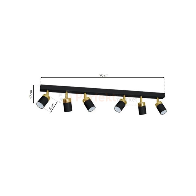 Lampa sufitowa czarna złota spot JOKER BLACK GOLD 6xGU10 MLP6126 wymiary perfektmarket.webp