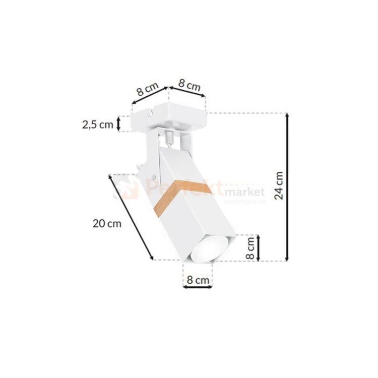 Oprawa ścienno sufitowa biała drewno spot VIDAR WHITE 1xGU10 MLP5405 wymiary perfektmarket.webp