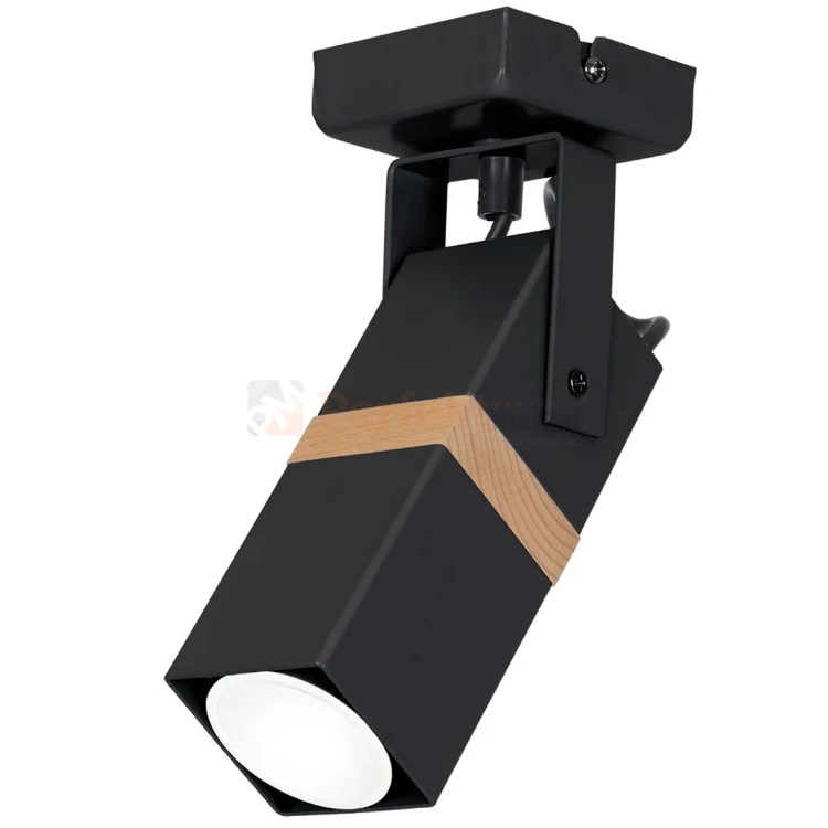 Oprawa ścienno sufitowa czarna drewno spot VIDAR BLACK 1xGU10 MLP5400 perfektmarket.webp