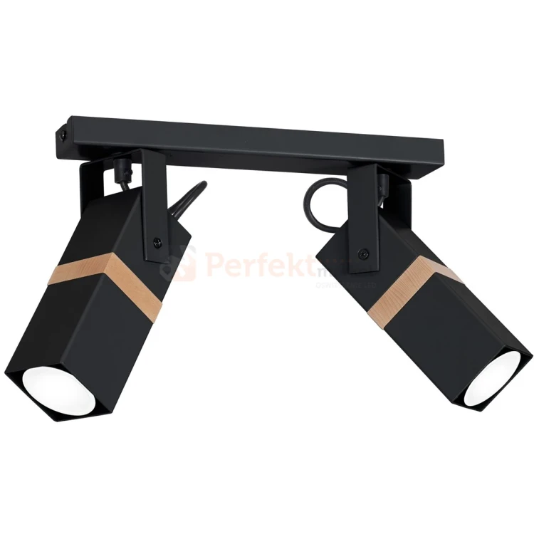 Lampa sufitowa czarna drewno spot VIDAR BLACK 2xGU10 MLP5401 1  perfektmarket.webp