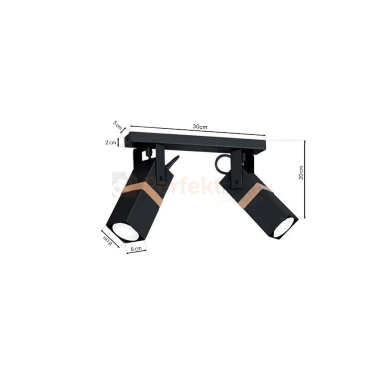 Lampa sufitowa czarna drewno spot VIDAR BLACK 2xGU10 MLP5401 perfektmarket.webp